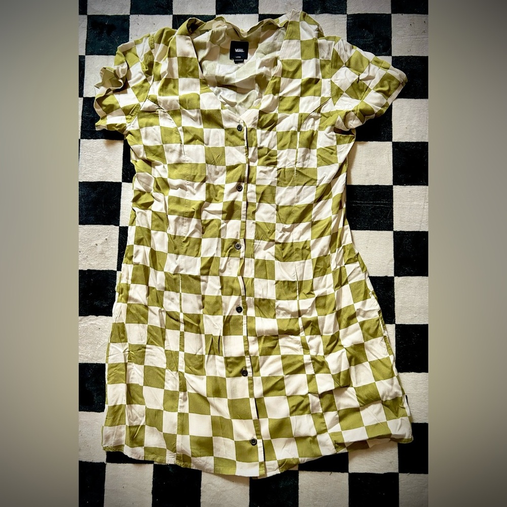 NWT Vans big checkered mini shirt dress